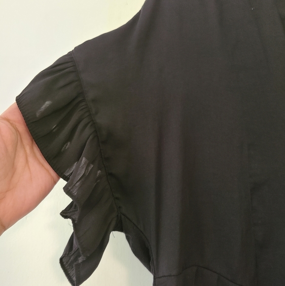 DOLAN Button Down Black Shirt with Ruffles Medium - Picture 3 of 6